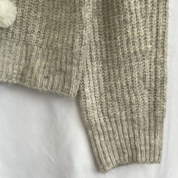 Romeo and Juliet Couture Pom Pom Knit Sweater Medium Pullover Ivory Multi Beige - Picture 9 of 12